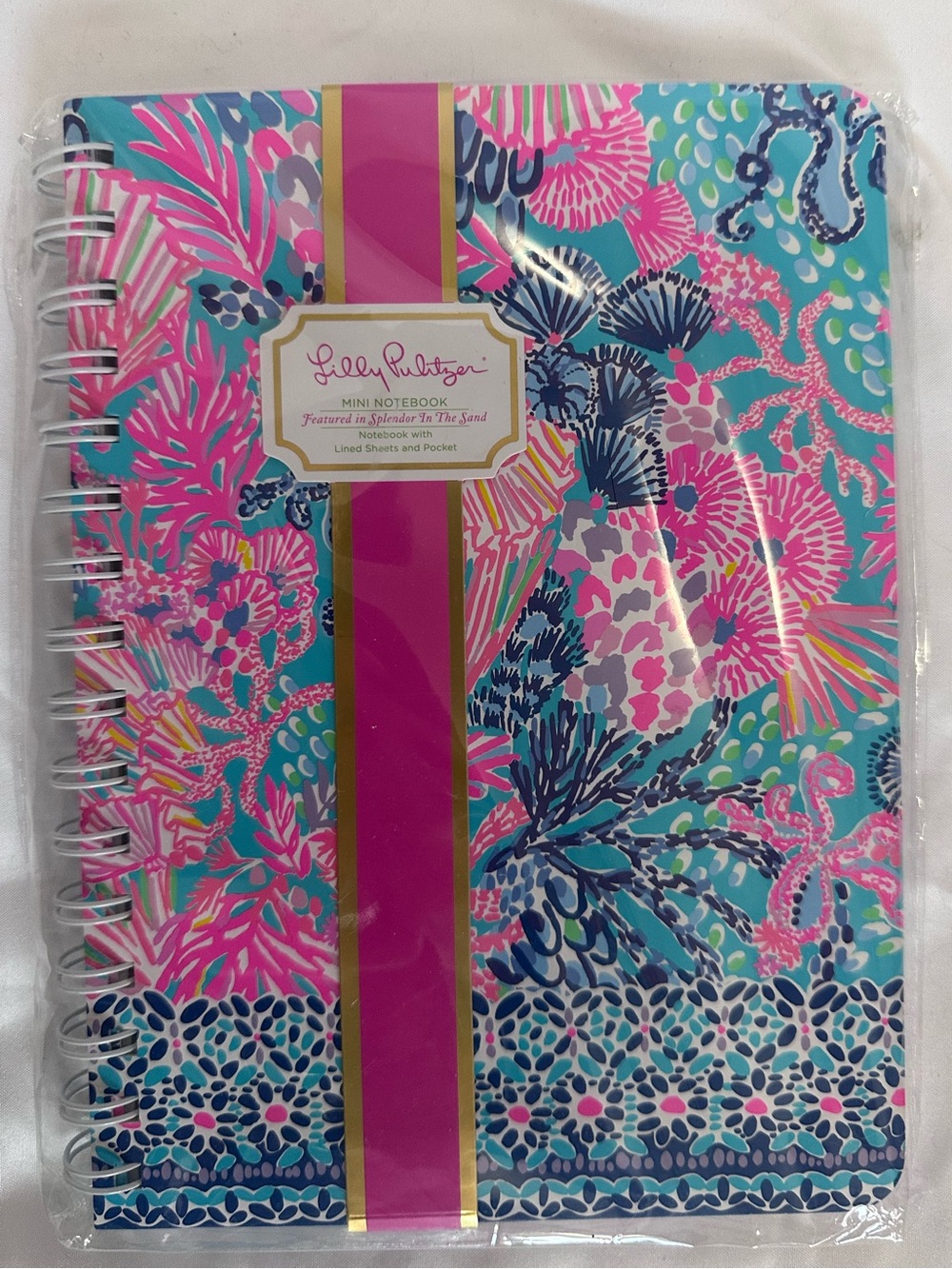 Lilly Pulitzer NWT Splendor In The Sand Spiral Mini Notebook Lined Pocket